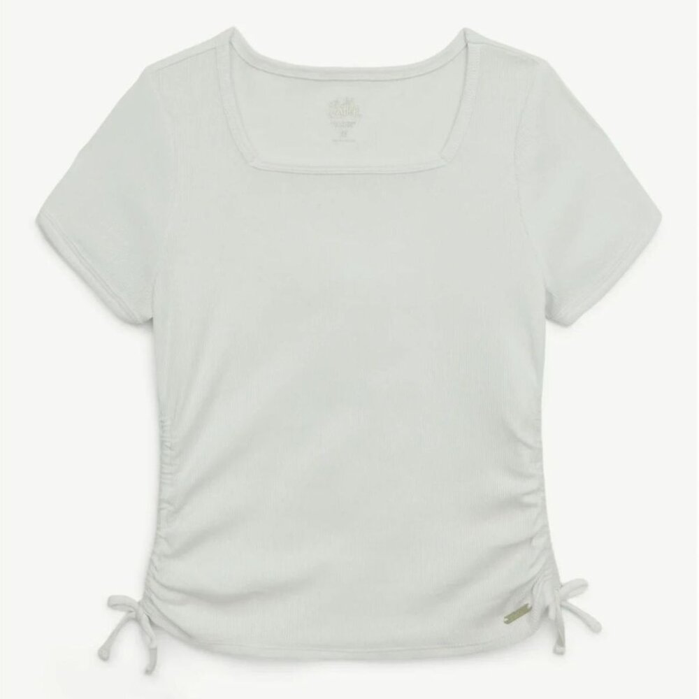 JUSTICE Girls XL PLUS Square Neck White Top SIZE 16P-18P